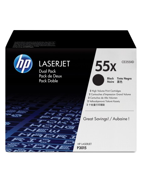 HP 55X 2-pack High Yield Black Original LaserJet Toner Cartridges