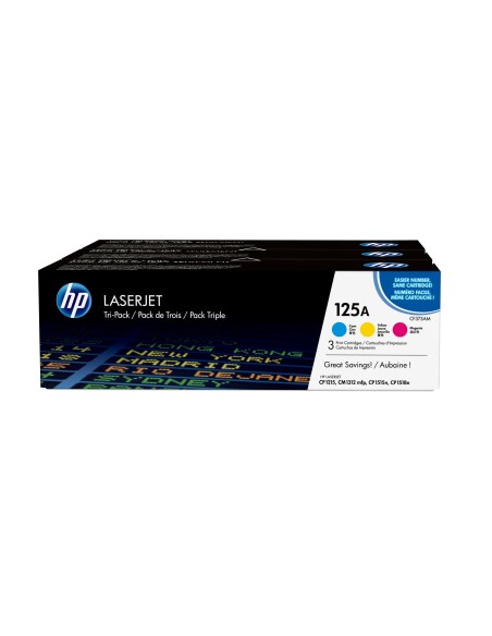 HP 125A 3-pack Cyan Magenta Yellow Original LaserJet Toner Cartridges
