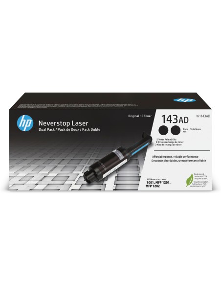 HP 143AD Dual Pack Black Original Neverstop Toner Reload Kit